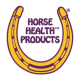 Gold and purple horse health brand logo