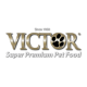 Gold and black Victor Pet Food logo. 