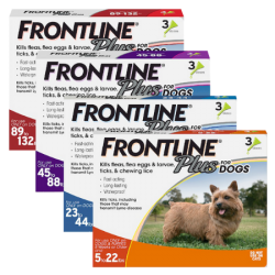 Frontline Plus Flea and Tick Treatment for Dogs 3 doses.  