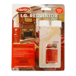 Martin’s I.G. Regulator. Red product packaging. Insect and pest control product.