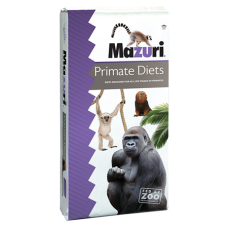 Mazuri Primate High Fiber Sticks 5MA3. High fiber monkey diet. White and purple feed bag.