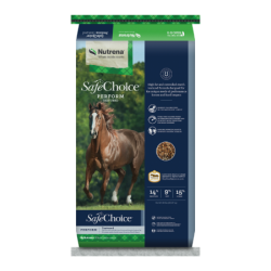 Nutrena SafeChoice Perform Textured Horse Feed. Equine feed bag.