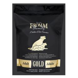 Fromm Adult Gold Dry Dog Food. Black feed bag.