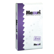 Mazuri Emu Maintenance 5M69. White and purple exotic animal feed bag. 