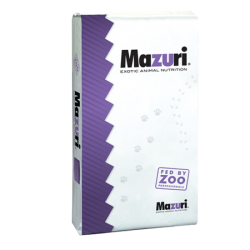 Mazuri Emu Maintenance 5M69. White and purple exotic animal feed bag. 