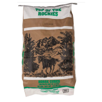 Manzanola Top Of The Rockies Alfalfa Horse Cubes. Brown paper feed bag.
