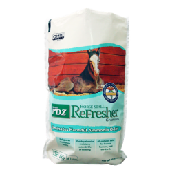 Manna Pro Sweet PDZ Horse Stall Refresher Granules. Blue and white bag.
