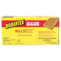 Farnam Rodentex Multi-Feed Bars. Rodent Control. Bright yellow box.