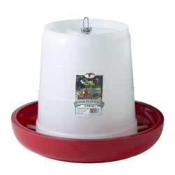 Little Giant 22lb Plastic Hanging Poultry Feeder. Chicken feeder. Red and white feeder.