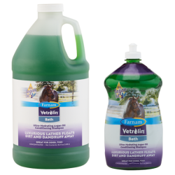 Farnam Vetrolin Bath. Two plastic containers. Equine grooming products.
