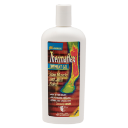 Vita Flex Thermaflex Liniment Gel. Animal health product. White bottle. 