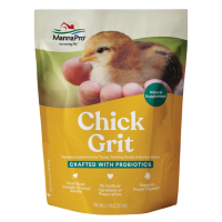Manna Pro Chick Grit with Probiotics | New Braunfels Feed & Supply Yellow bag with a chick on it of Manna Pro Chick Grit with Probiotics