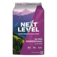 Next Level Hi-Pro Professional. Dry dog food in 40-lb bag.