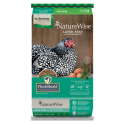 Nutrena NatureWise Layer 16% Pelleted. Available in 50-lb feed bag.