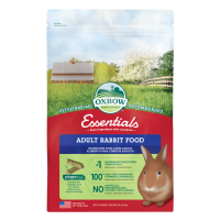 red and green bag of Oxbow Essentials Adult Rabbit Food with rabbit on front