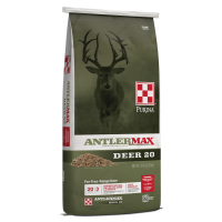 Purina AntlerMax Deer 20 with Climate Guard + Bio-Guard | New Braunfels Feed & Supply Purina AntlerMax Deer 20 with Climate Guard + Bio-Guard. 50-lb deer feed bag.