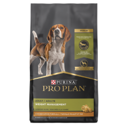 Purina Pro Plan Adult Weight Management Shredded Blend Chicken & Rice Formula Dry Dog Food Bag.