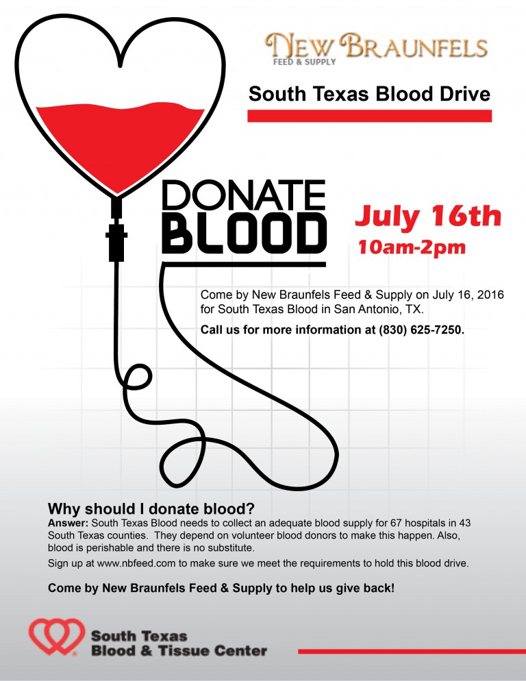 Blood Drive Flyer New Braunfels Feed & Supply