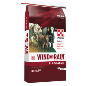 a bag of Purina Wind and Rain All Season Mineral