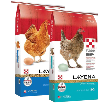 Purina Layena Pellet and Crumble bags 