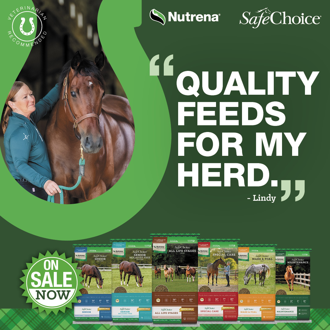 Save $2 of any Nutrena SafeChoice Horse Feed in June, 2026 at New Braunfels Feed. 