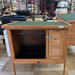 Wood panel rabbit hutch pictured at store
