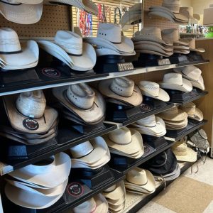 Shelves full of Atwood Hats pictured