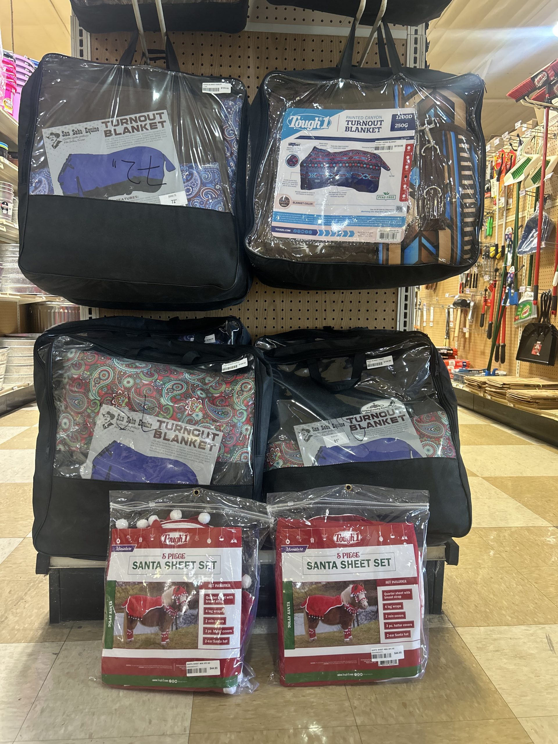 Horse blankets on display